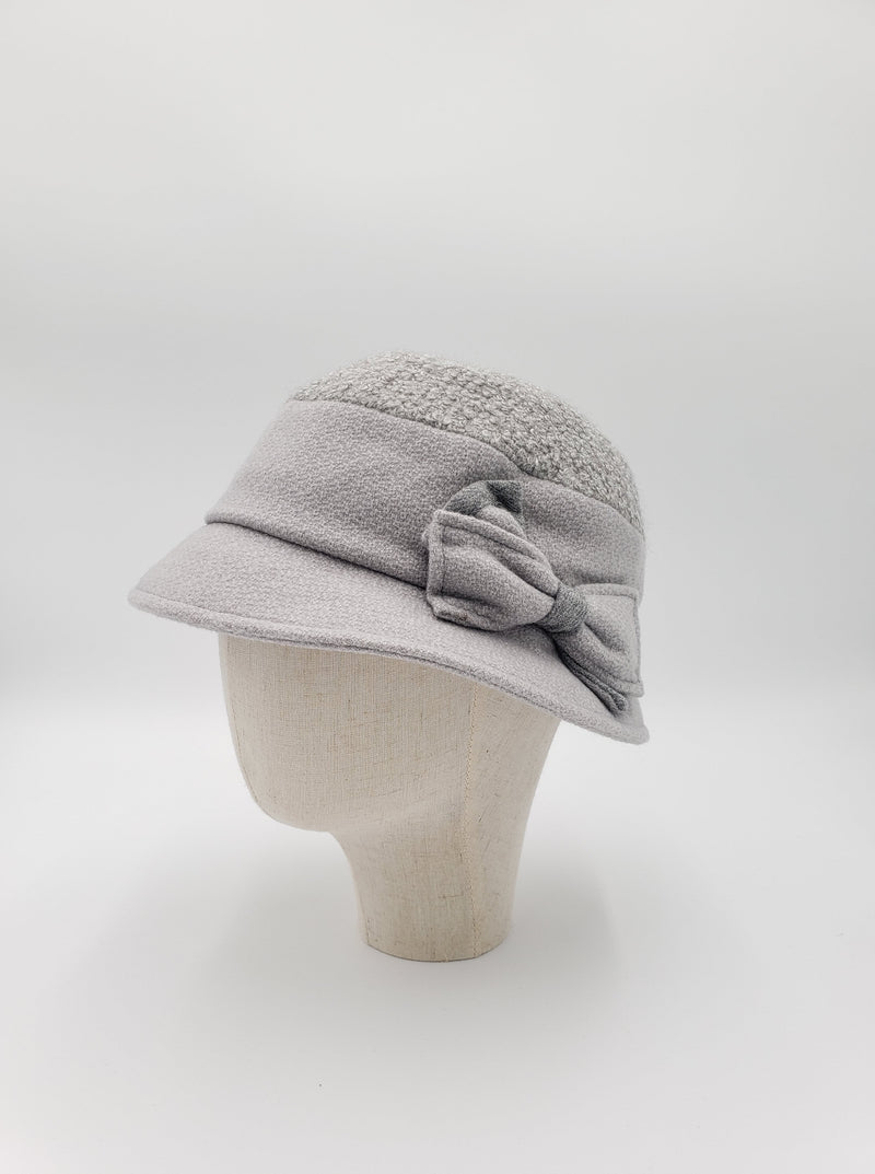 Curly-Fleeced Top Cloche with Bow Knot