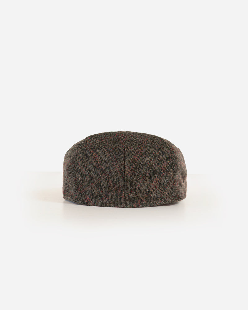 Wool Blend Brown/Red Herringbone Ivy Cap with Earflap- XL