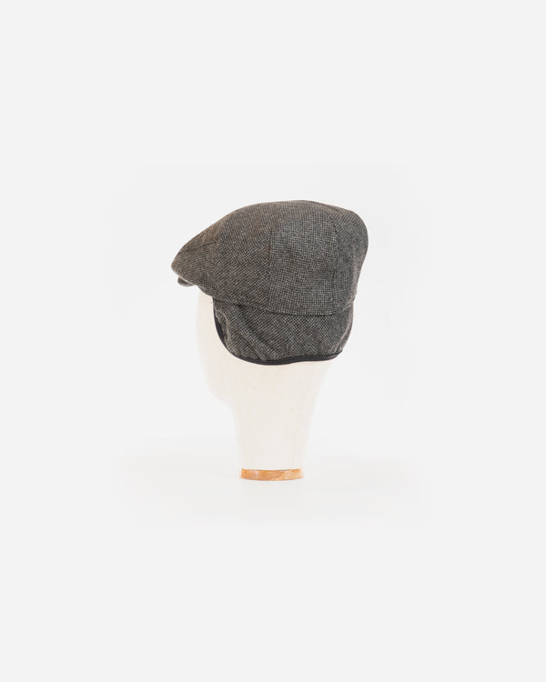 Wool Blend Black Tweed Ivy Cap with Earflap