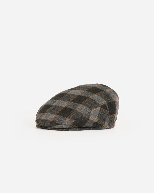 Black/Brown Checkered Ivy Cap with Earflap
