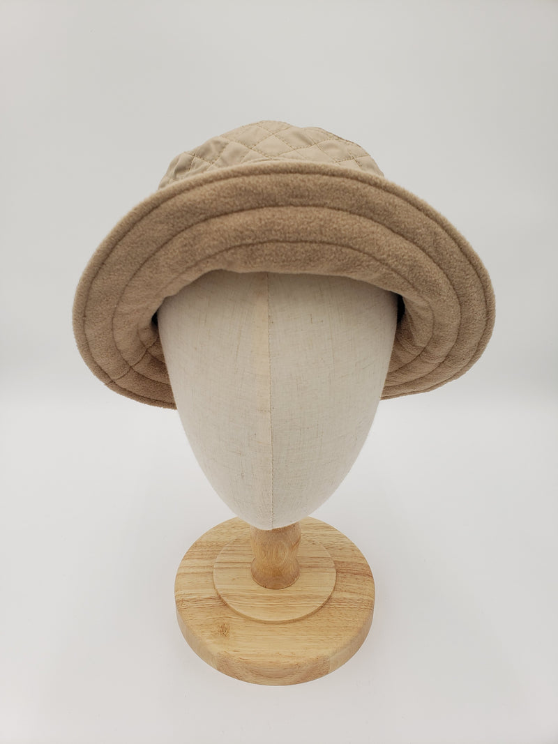 Quilted Rain Hat with Elastic Back - Beige