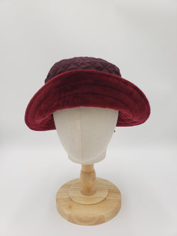 Quilted Rain Hat with Elastic Back - Burgundy