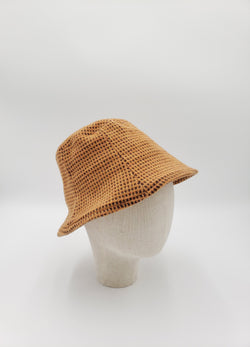 Earth Brown Wool Blend Waffle Knit 6-Plate Bucket Hat