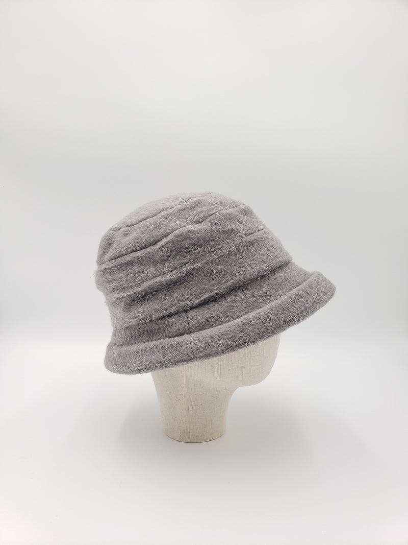Cozy Winter Cloche with Furry Ball on Bow Knot