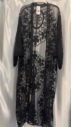 Floral Pattern Lace Kimono