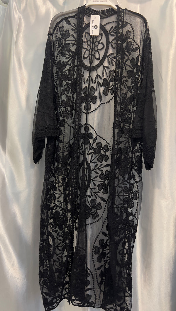 Floral Pattern Lace Kimono