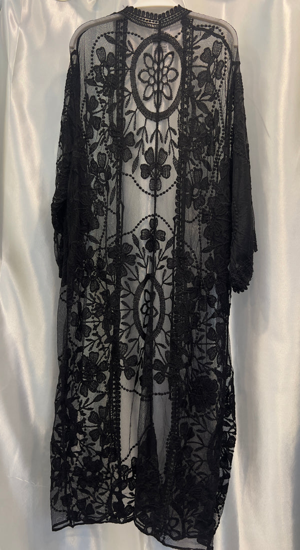 Floral Pattern Lace Kimono