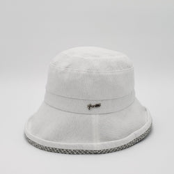 Cotton Embossed Cloche with Checkered Inner Brim