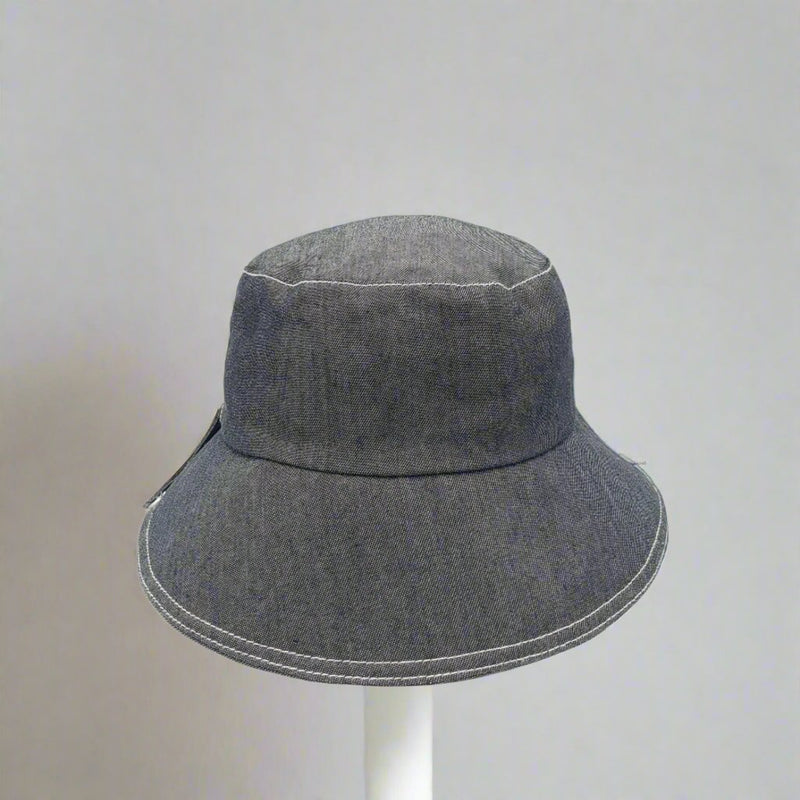 Cotton Open-Back Cloche with Big Stitched Bow