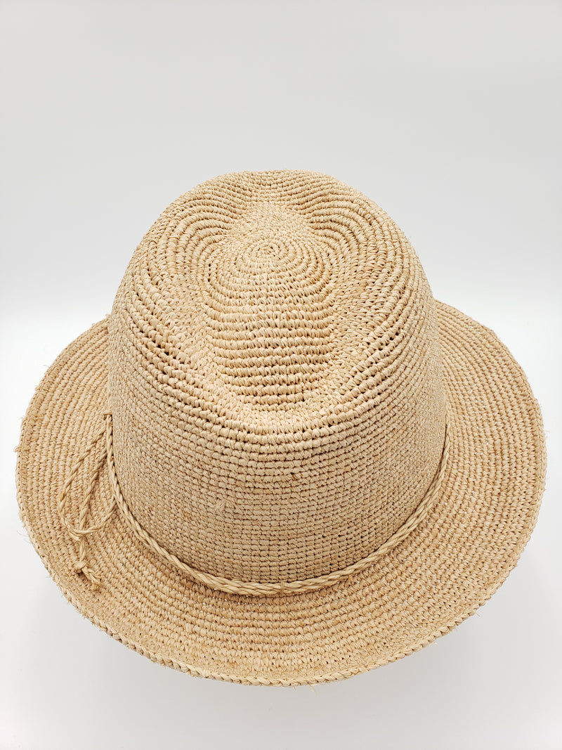 Extra Thin Hand Crochet Raffia Straw Fedora