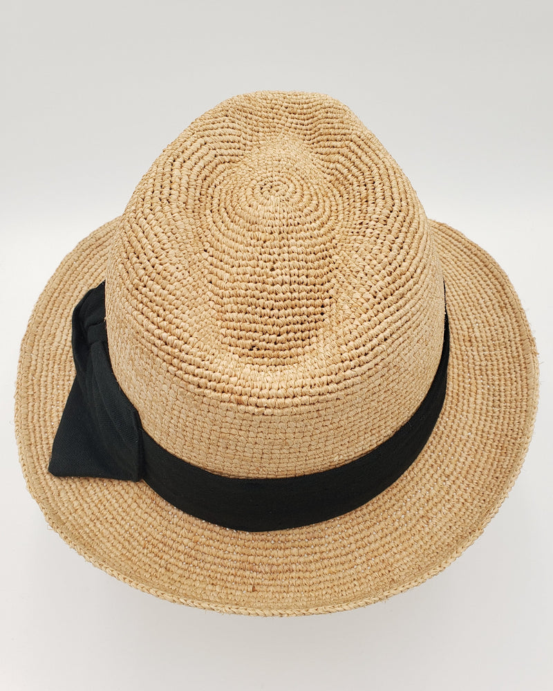 Extra Thin Hand Crochet Raffia Straw Fedora