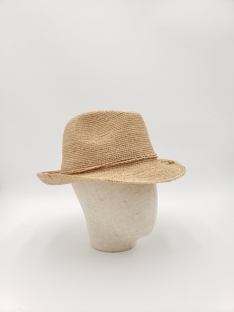 Extra Thin Hand Crochet Raffia Straw Fedora