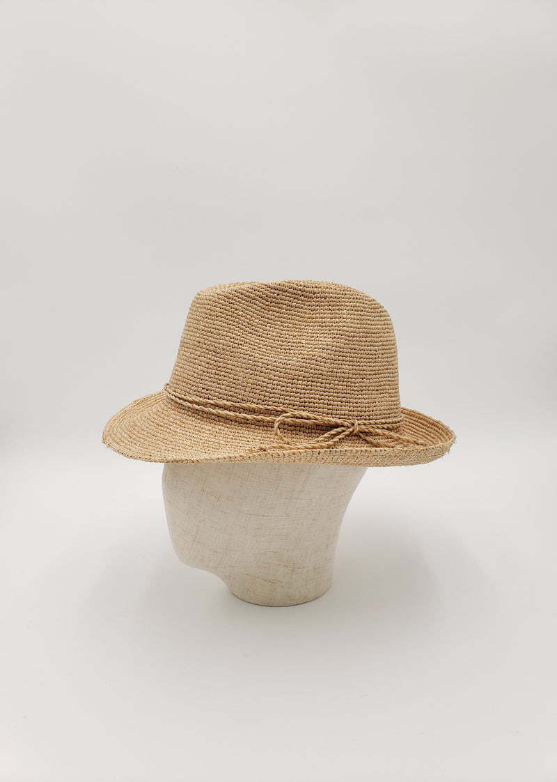 Extra Thin Hand Crochet Raffia Straw Fedora