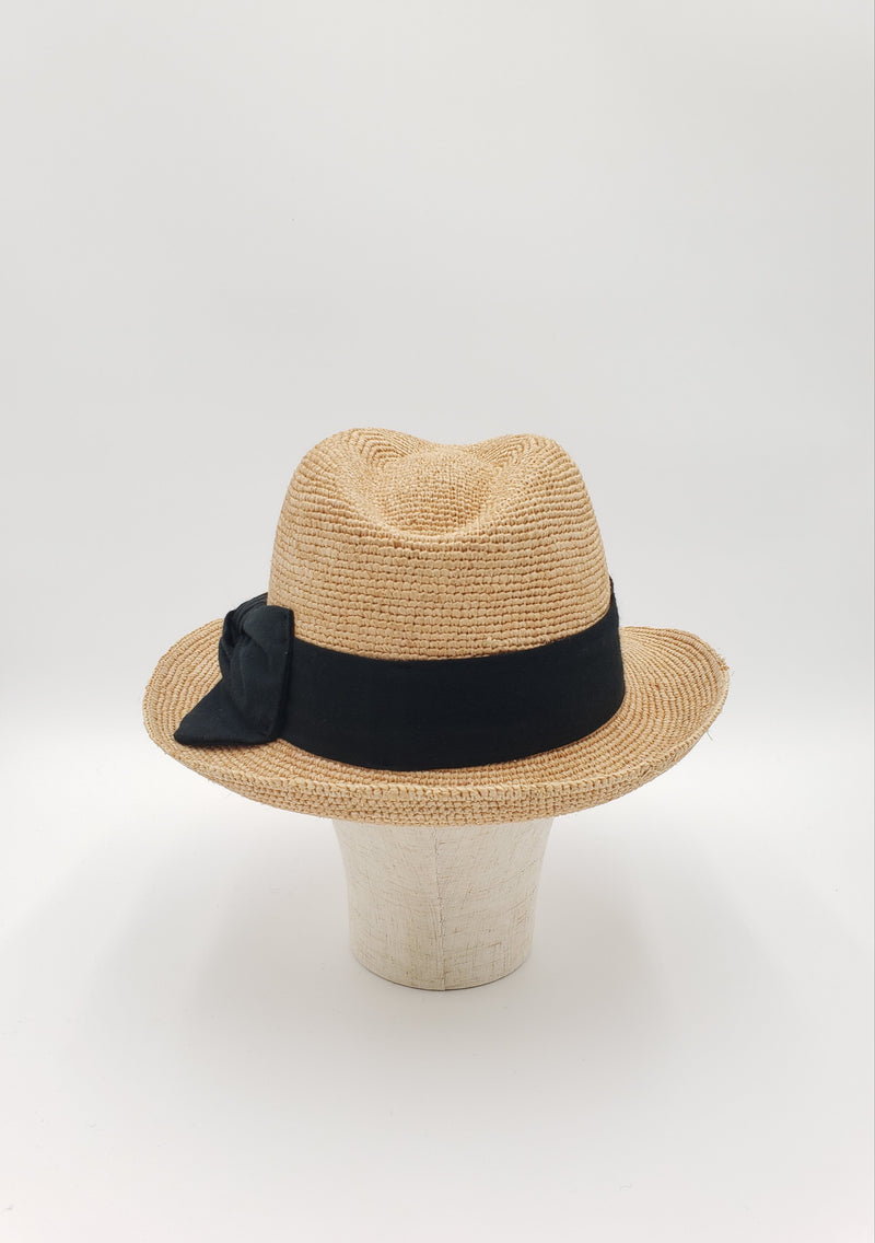 Extra Thin Hand Crochet Raffia Straw Fedora