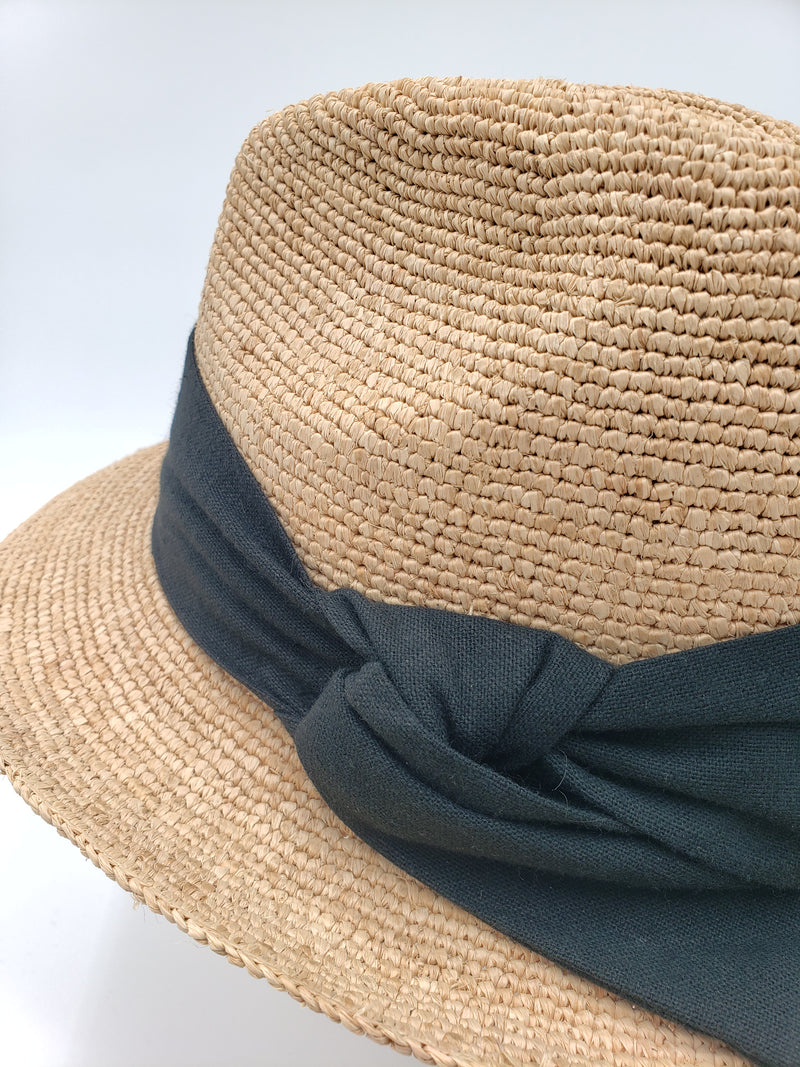 Extra Thin Hand Crochet Raffia Straw Fedora