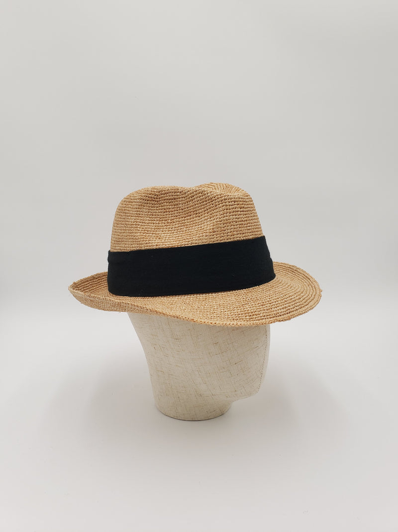 Extra Thin Hand Crochet Raffia Straw Fedora