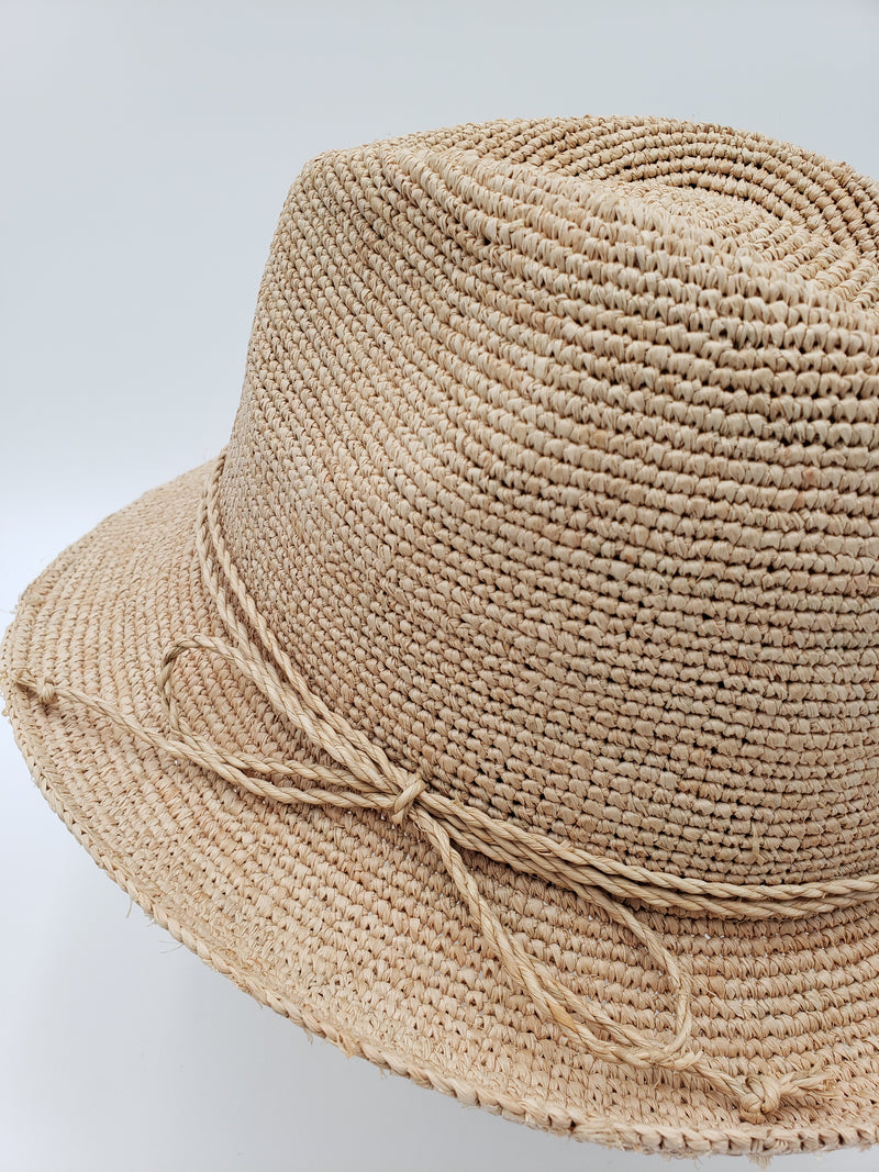 Extra Thin Hand Crochet Raffia Straw Fedora