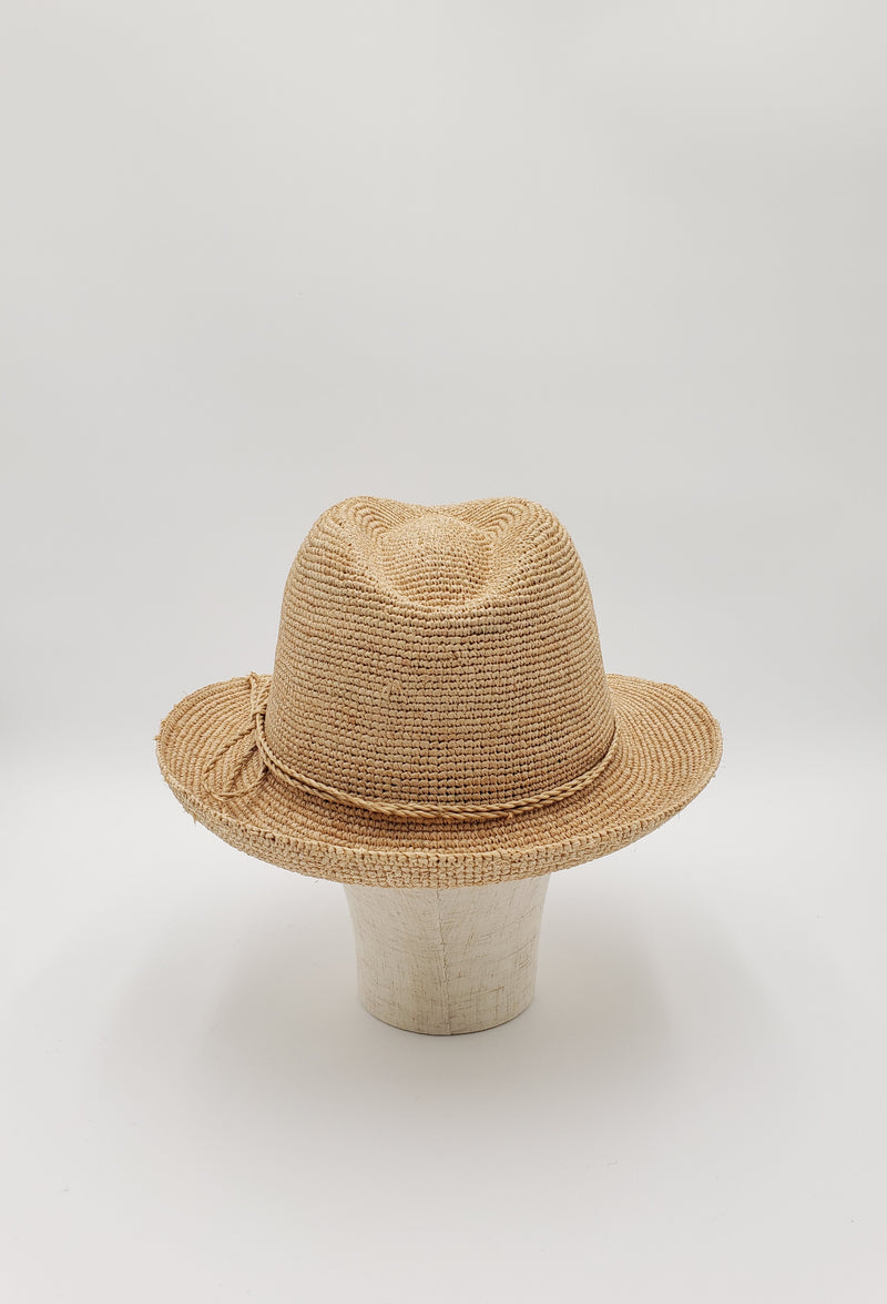 Extra Thin Hand Crochet Raffia Straw Fedora