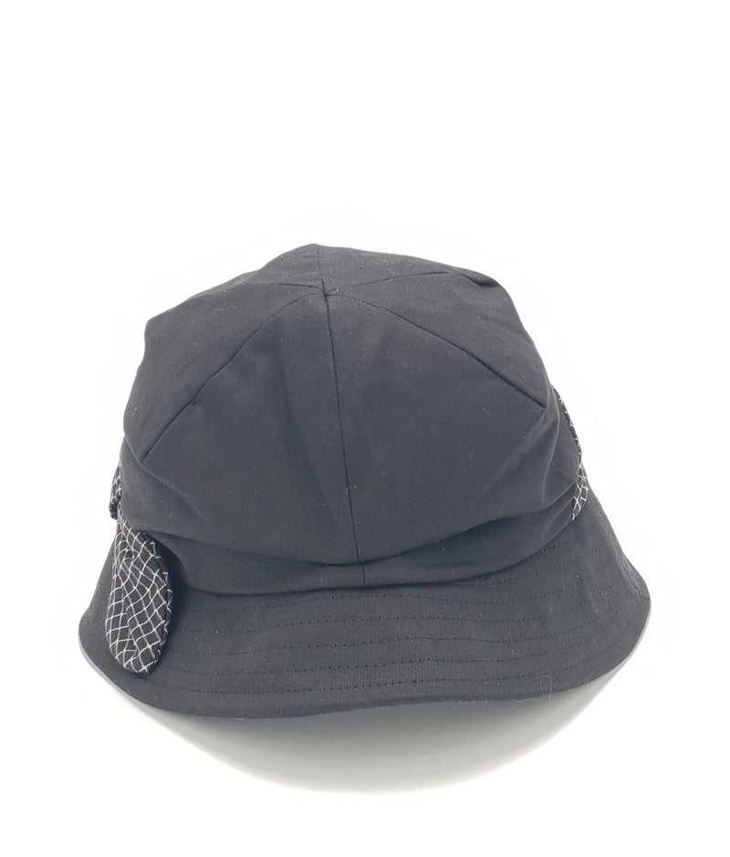 Long Brim Short-back Cotton Sunhat with Checkered Band