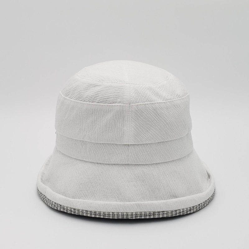 Cotton Embossed Cloche with Checkered Inner Brim