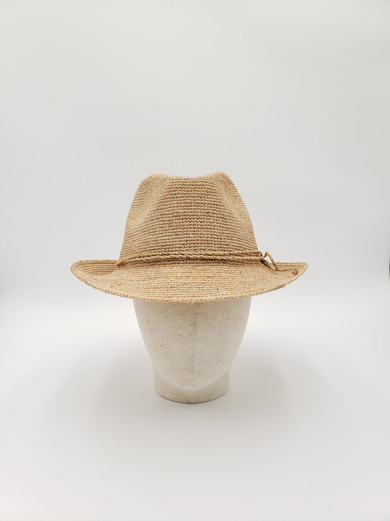 Extra Thin Hand Crochet Raffia Straw Fedora