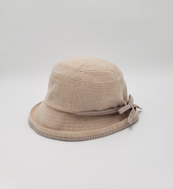 Cotton & Linen Roll-up Brim Elastic Back Cloche