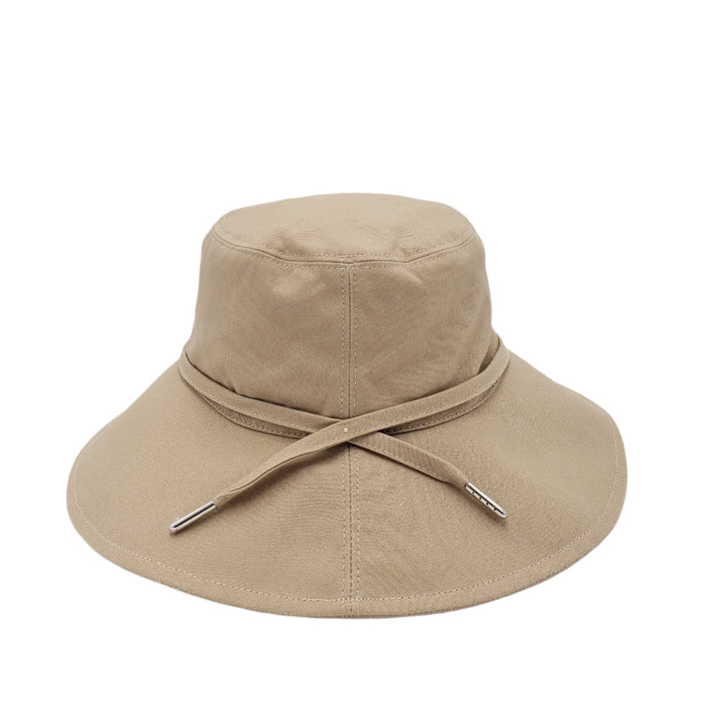 Wide Brim Bucket Hat with Metallic Accent Cross Tie Band