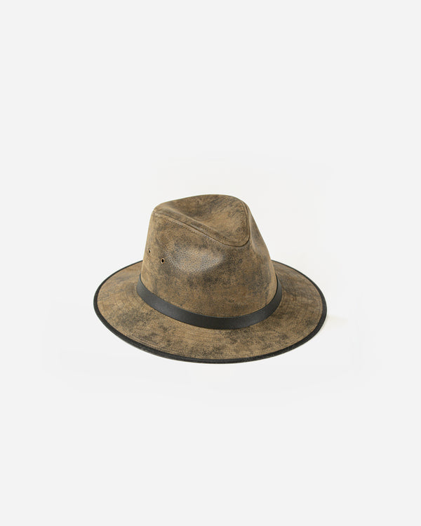 Distressed Leather Safari Hat