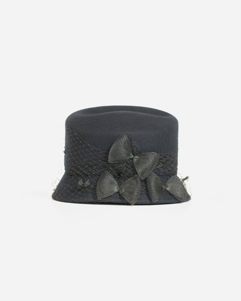 Wool Slant Crown Cloche Bucket Hat