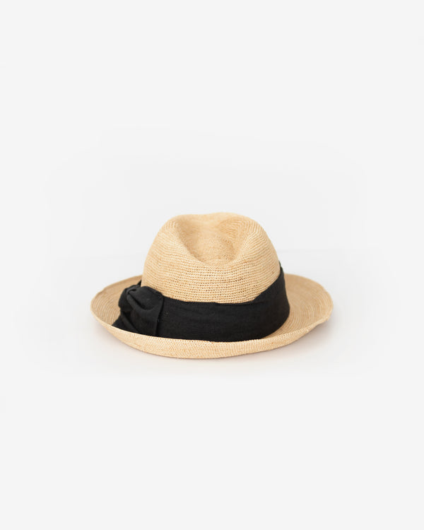 Hand Crochet Raffia Straw Fedora