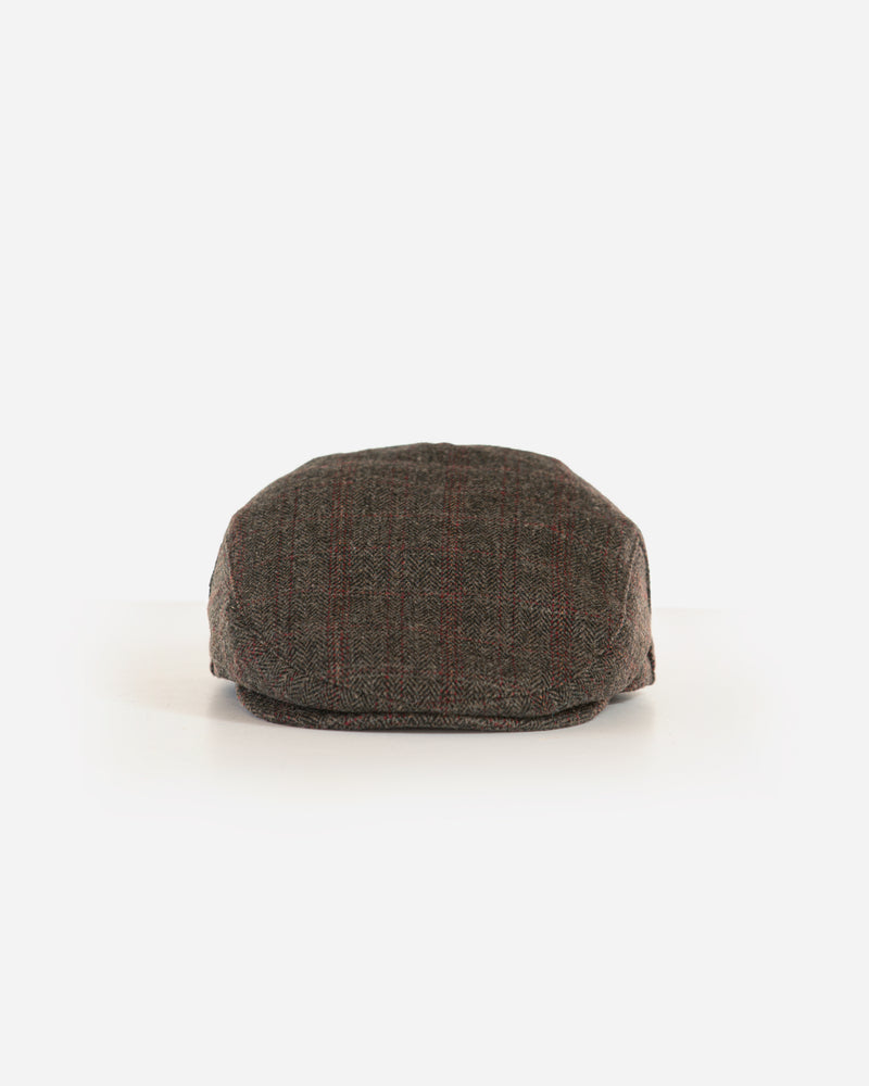 Wool Blend Brown/Red Herringbone Ivy Cap with Earflap- XL