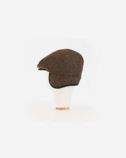 Wool Blend Brown Tweed Ivy Cap with Earflap- XL