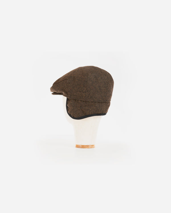 Wool Blend Brown Tweed Ivy Cap with Earflap- XL