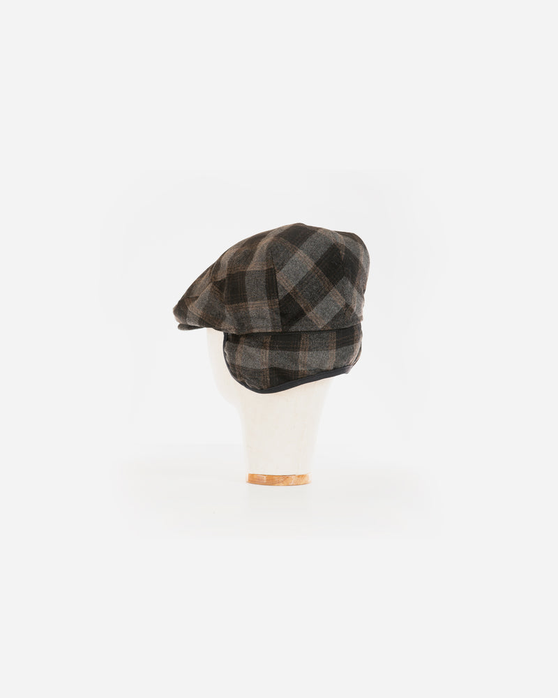 Black/Brown Checkered Ivy Cap with Earflap