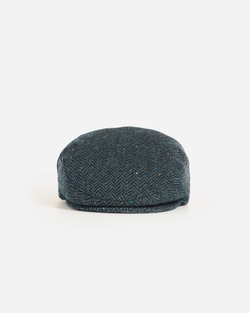 Wool Blend Blue Herringbone Ivy Cap with Earflap