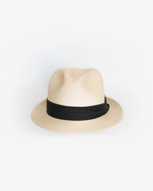 Diorodeo Small Brim Hat Natural Straw and Black Smooth Calfskin