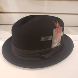 WF18-Black Diamond Crown Porkpie Hat